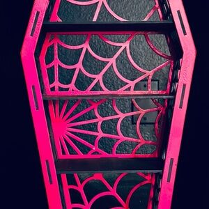 Pink and Black Coffin-Shaped Shelf, Goth Decor, Halloween decorations